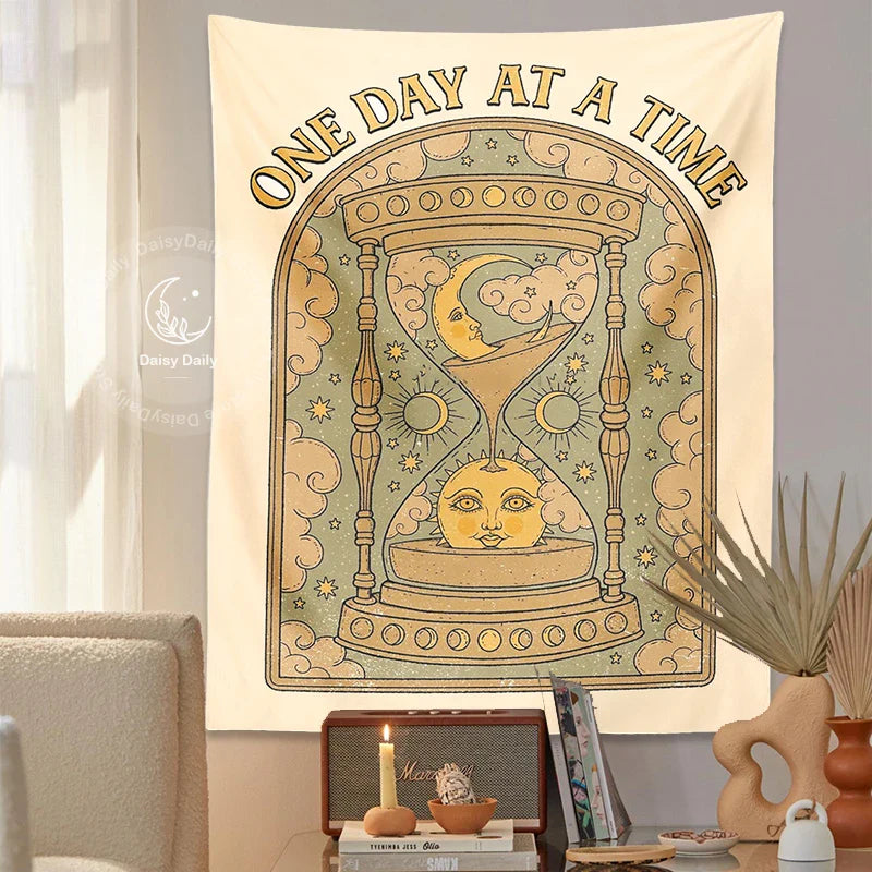 Afralia™ Sun Moon Hourglass Tapestry Wall Hanging for Mystical Boho Decor