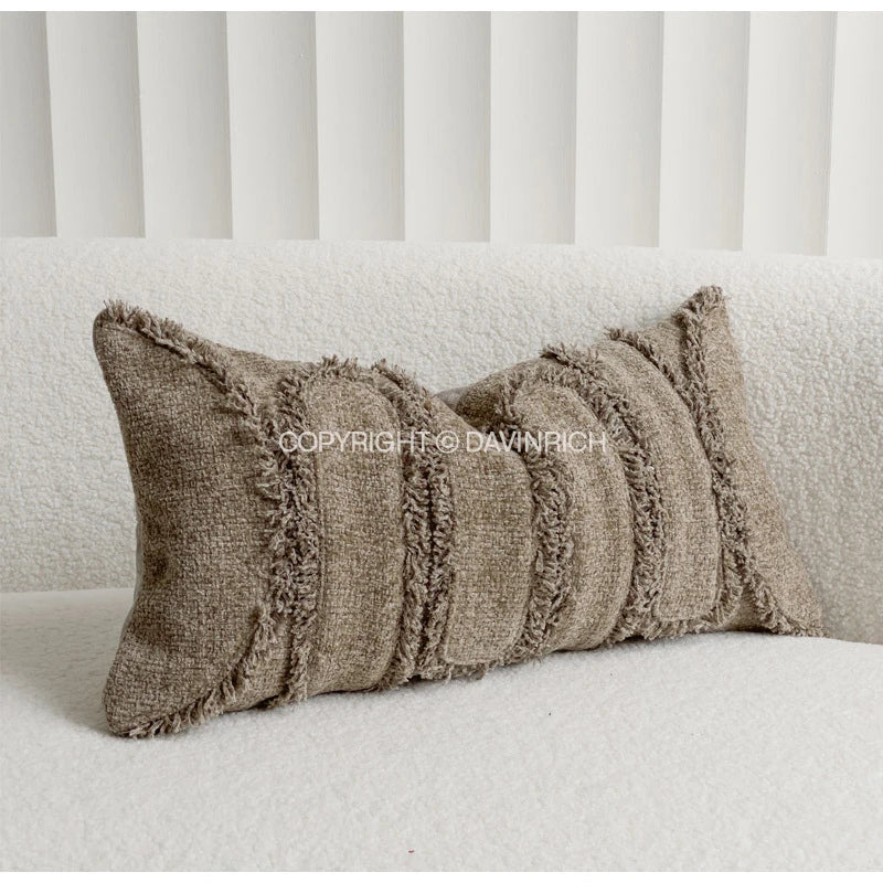 Afralia™ Chestnut Brown Wabi Sabi Lumbar Pillow Case with Heavy Texture