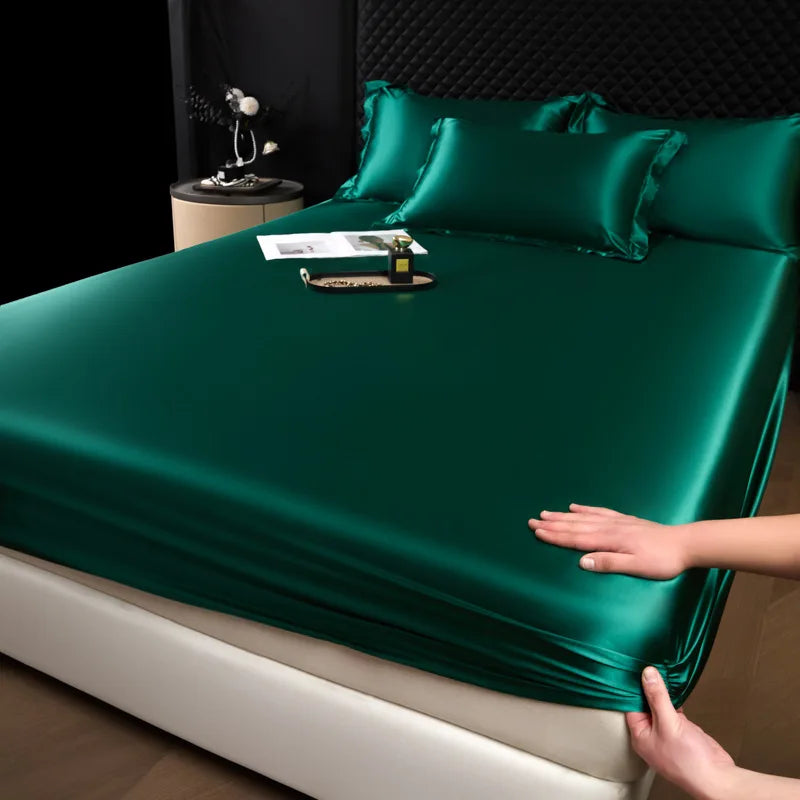 Afralia™ 100% Mulberry Silk Fitted Sheet Set with Pillowcase - Luxury Solid Color Silk Bed Linen