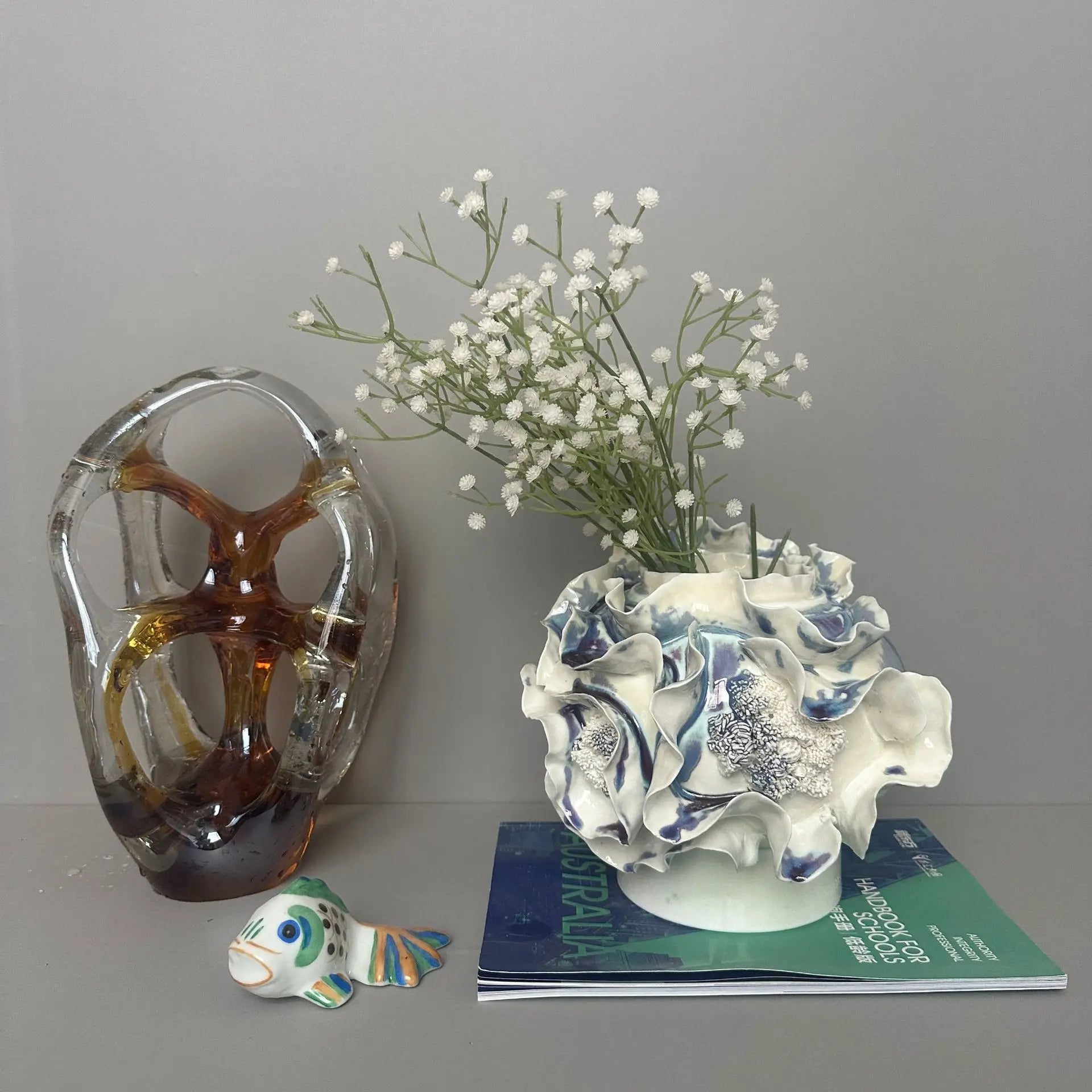 Afralia™ Handmade Porcelain Fold Pattern Vase - Home Decoration & Floral Arrangement