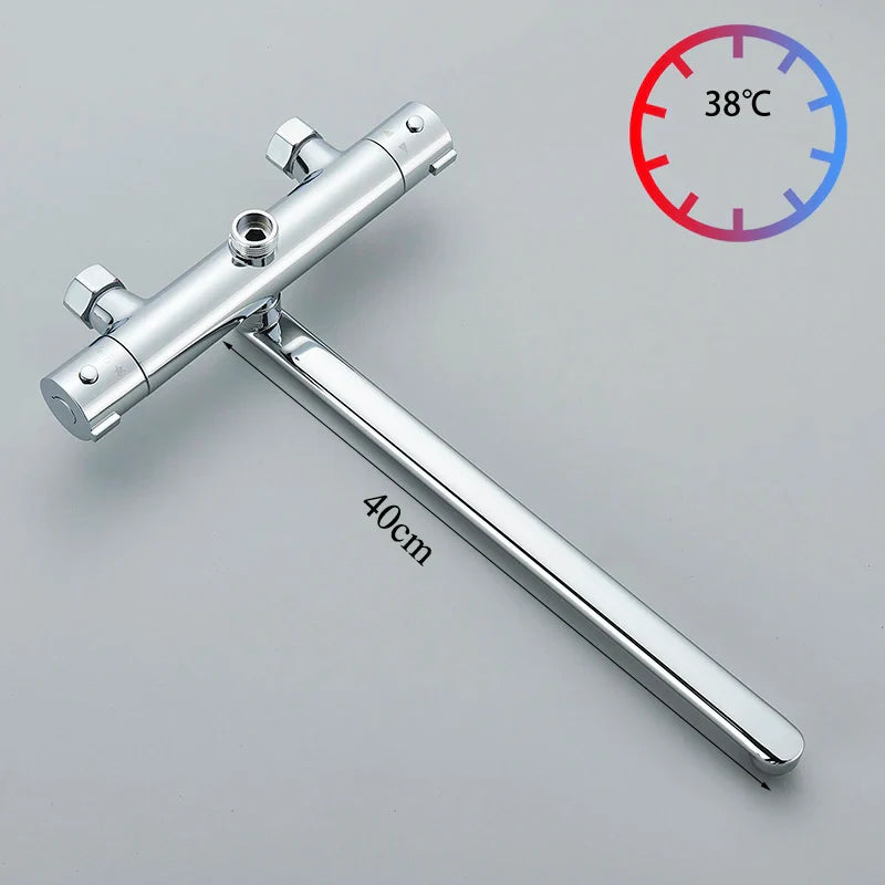 Afralia™ Thermostatic Shower Faucet Mixing Valve Bathtub Taps Brass Wall Mount Set