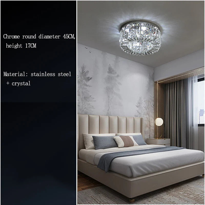 Afralia™ Crystal LED Ceiling Lamp for Chic Living, Bedroom, and Dining Room