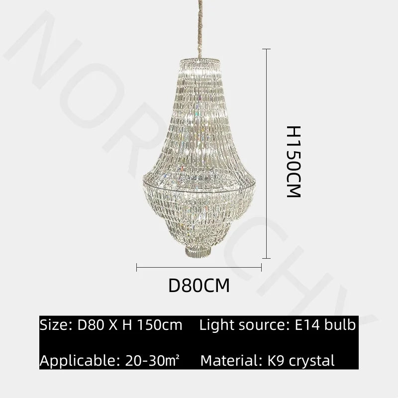 Afralia™ Modern Loft Duplex Villa Living Room Crystal Chandelier Staircase Chandelier Lamps