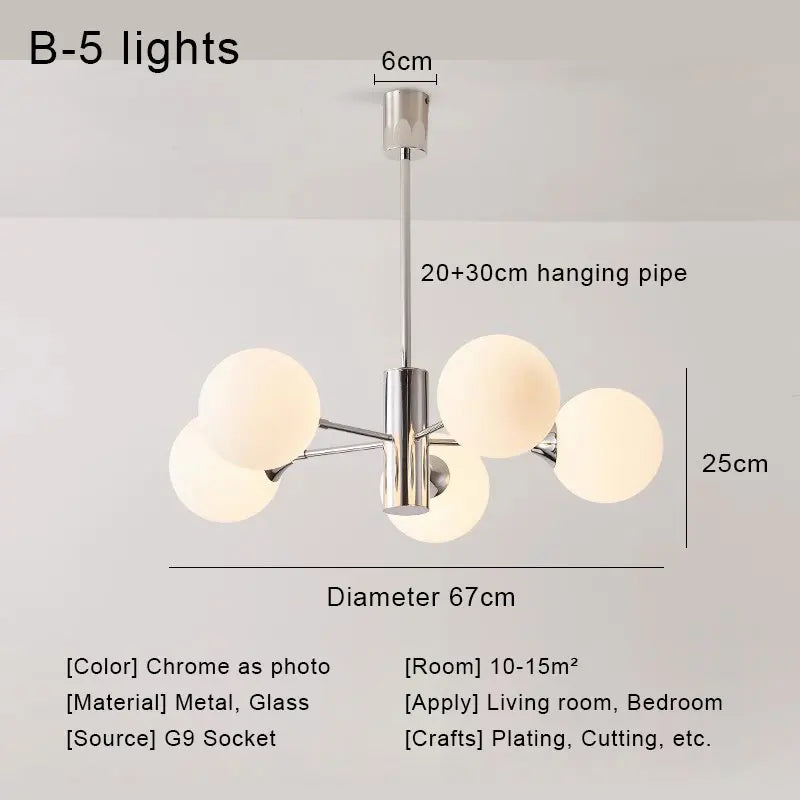 Afralia™ Glass Ball LED Ceiling Chandelier for Modern Living Room and Bedroom