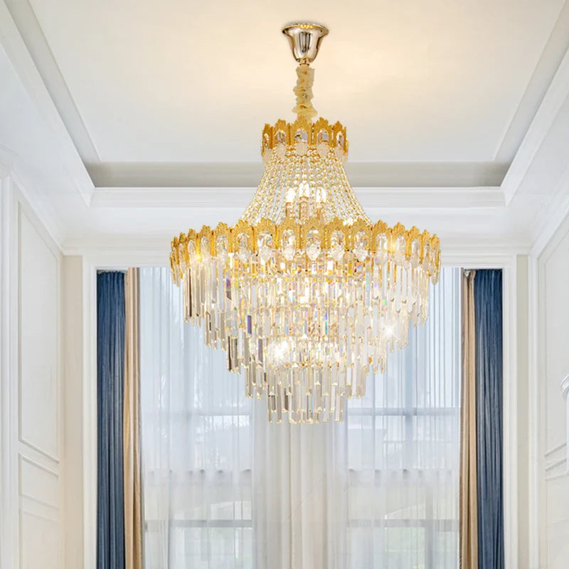 Afralia™ Hollow Crystal Chandelier: High Post Modern Luxury for Duplex Living Room