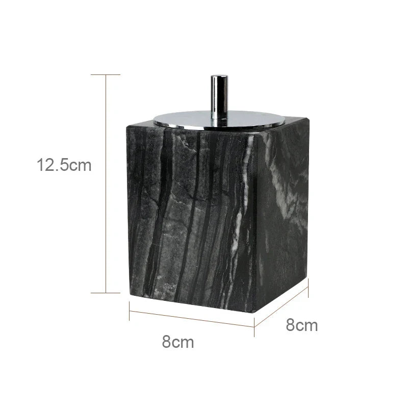 Afralia™ Tree Black Marble Bathroom Accessories Set: Toothbrush Holder, Soap Dispenser, Soap Dish
