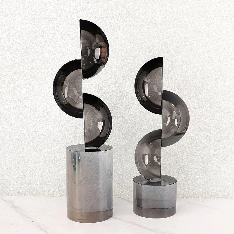 Afralia™ Geometric Crystal Ornaments Ring Sculpture Home Decor Figurines