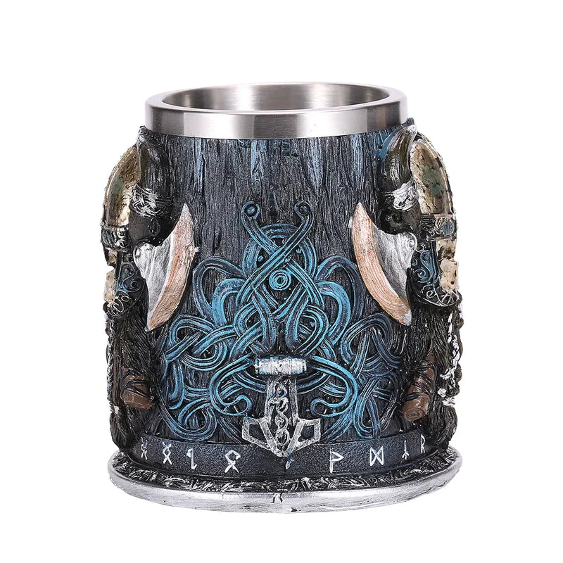 Afralia™ Viking Skull Stainless Steel Beer Mug Pirate Stein Tankard Bar Decor