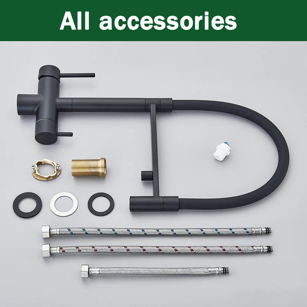 Afralia™ Black Kitchen Faucet with Pull Down Sprayer and 2-in-1 Purification Technology