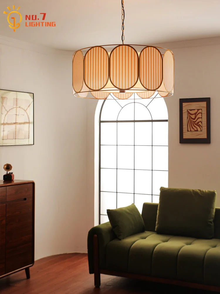 Afralia™ Medieval Style Pendant Lights LED Fabric Art Decorative Hanging Lamp