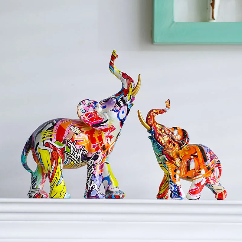 Afralia™ Elephant Resin Art Statue Collection for Home Office Decor