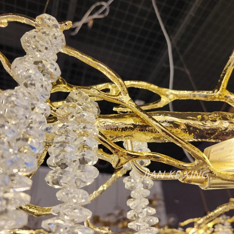 Afralia™ Luxury Crystal Tassel Pendant Chandelier for Living Room Dining Hotel Hall