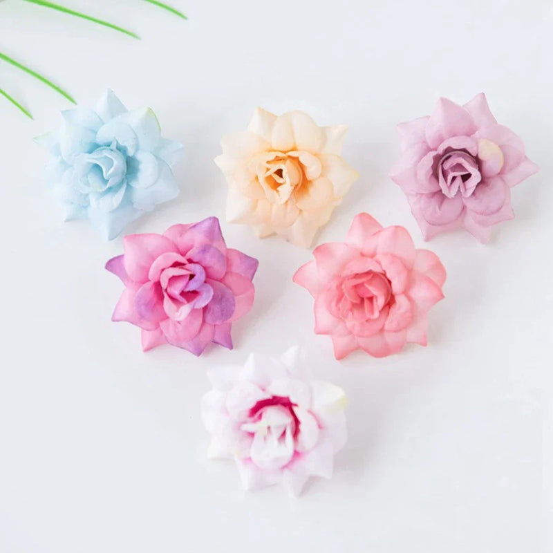 Afralia™ Silk Rose Head Flowers: Christmas Wreath Home DIY Wedding Brooch Craft Decor