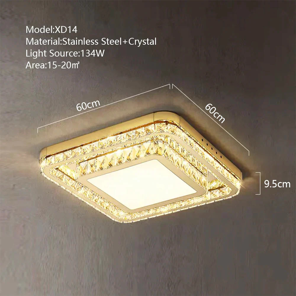 Afralia™ Crystal LED Ceiling Chandelier - Luxe Rectangular Design for Stylish Home Decor