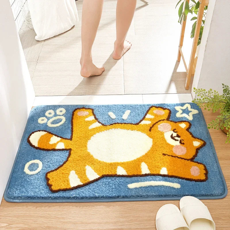 Afralia™ Cartoon Animal Bathroom Carpet - Non-slip Absorbent Soft Bath Rug