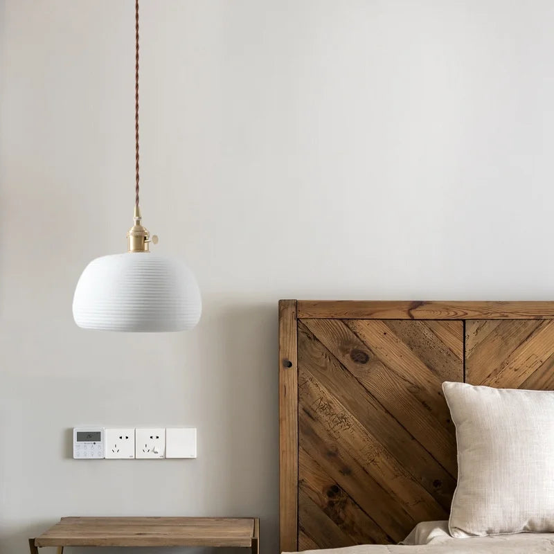 Afralia™ Ceramic LED Hanging Lamp Japenese Style Pendant Lighting for Home Deco