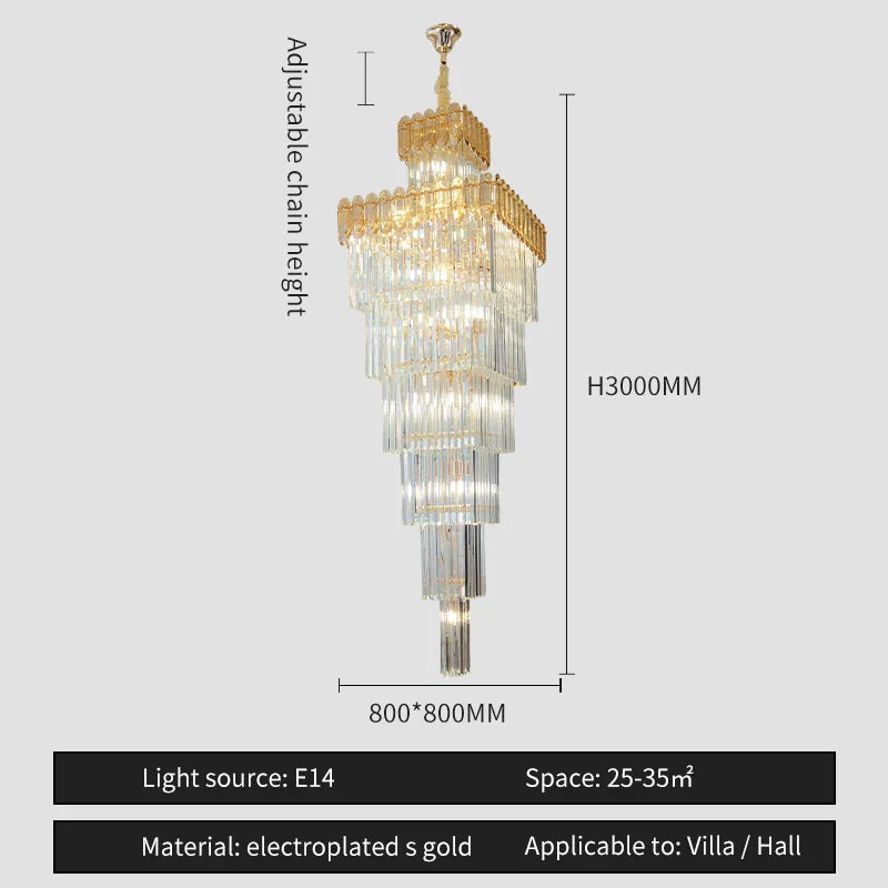 Afralia™ Nordic Duplex Villa Crystal Chandelier for Luxury Spaces