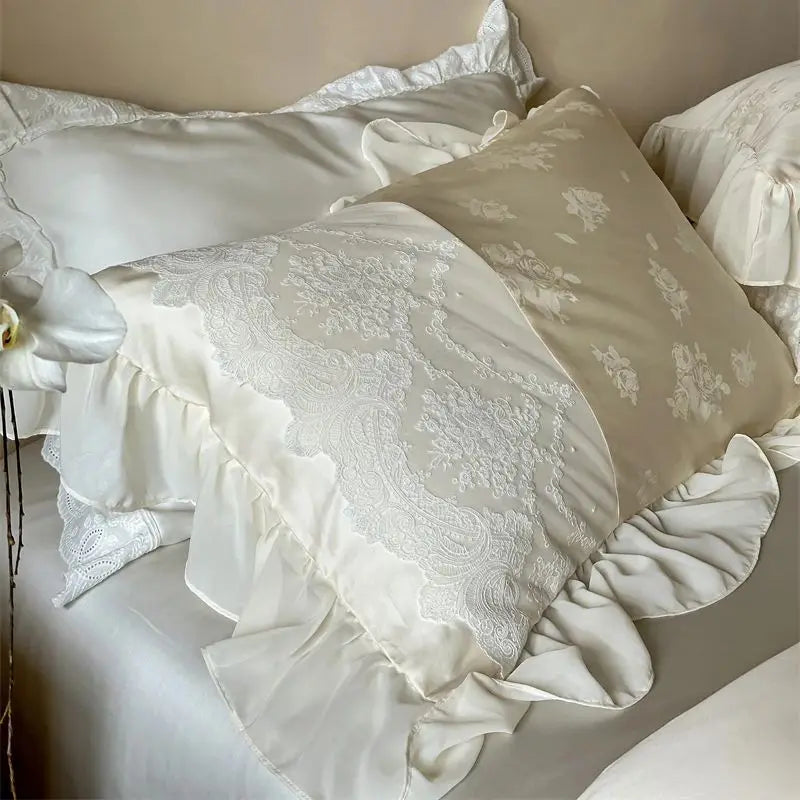 Afralia™ Vintage Rose Jacquard Wedding Bedding Set - 4Pcs