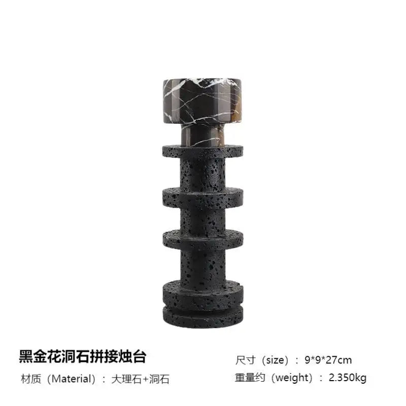 Afralia™ Black Marble Candle Holder for Elegant Table Centerpieces