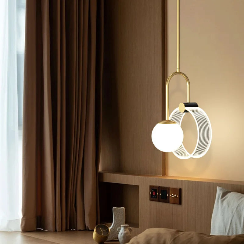 Afralia™ Gold Luxury LED Pendant Light for Living Room, Bedroom, and Restaurant