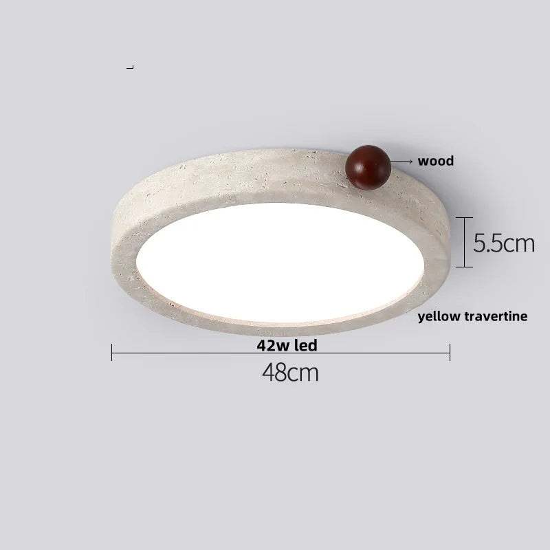 Afralia™ Travertine Round Iron LED Ceiling Light: Modern Nordic Flush Mount Fixture