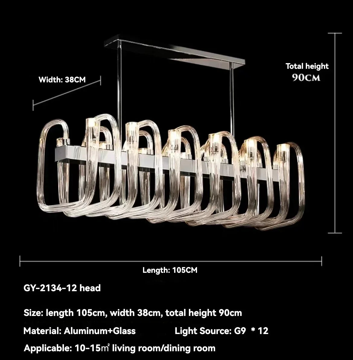 Afralia™ Luxury LED Glass Chandelier for Living Room - Designer Home Decor