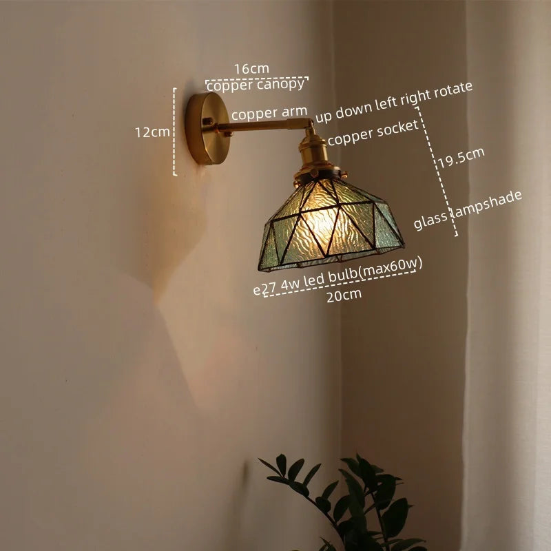 Afralia™ Copper Glass LED Wall Lamp Modern Nordic Home Decor Applique Murale