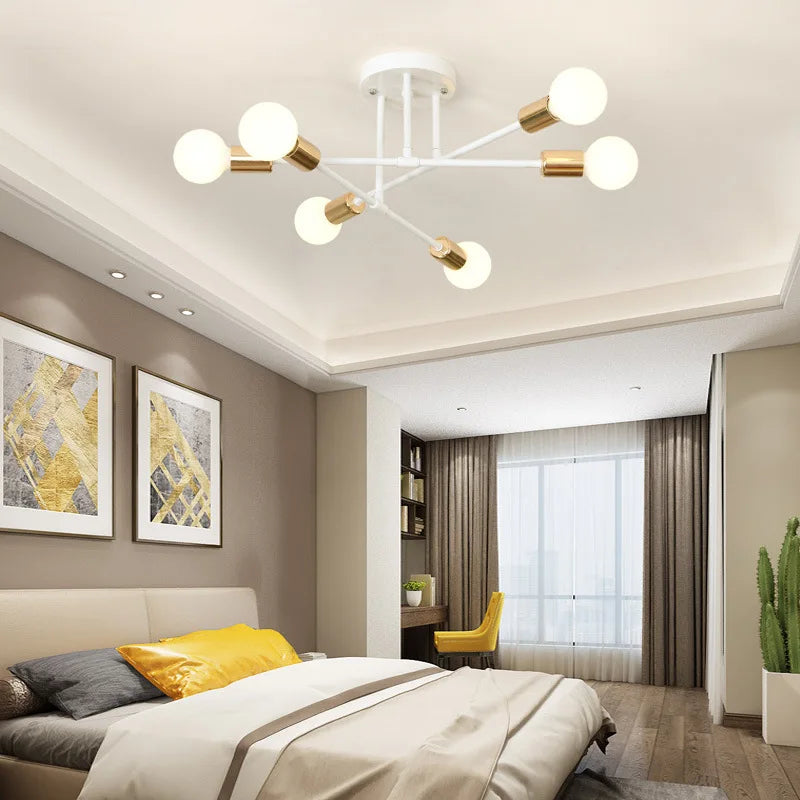 Afralia™ Nordic Modern Iron Art Golden Ceiling Lamps LED Chandeliers