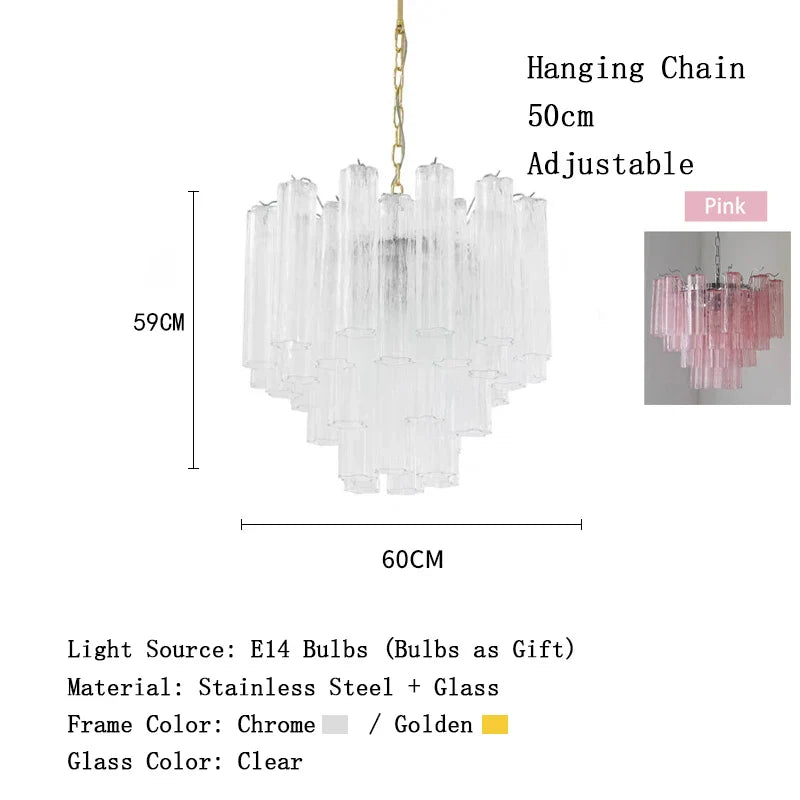 Afralia™ Pink Glass Chandelier LED Light Fixture for Ceiling Living Room Decor