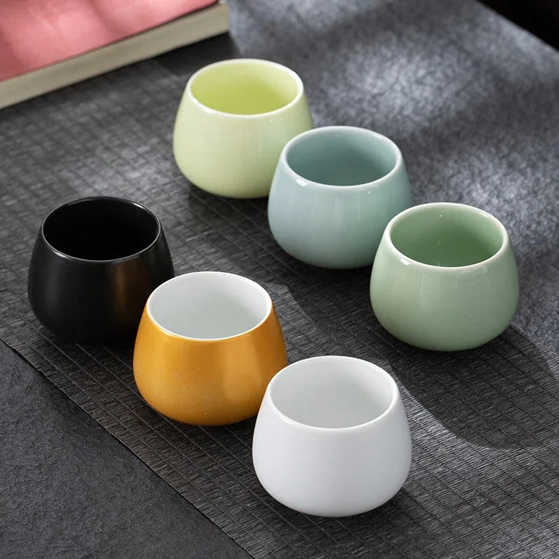 Afralia™ Ceramic KungFu Tea Cup Small Coffee Cups Porcelain Teacup Pottery Water Cup