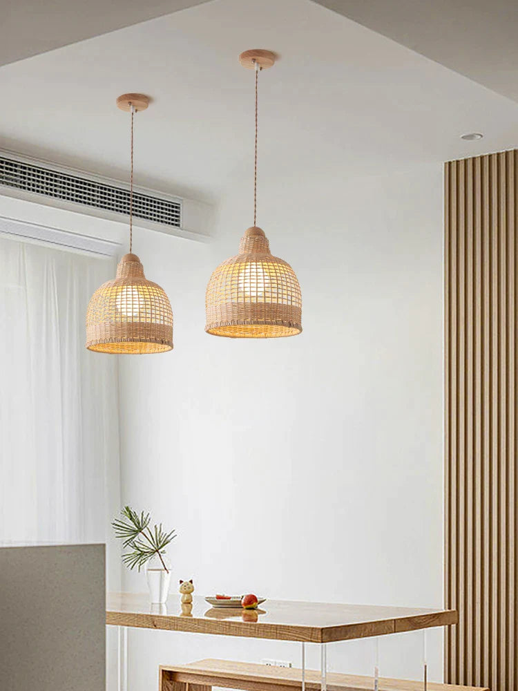 Afralia™ Bamboo Pendant Lamps in Handmade Natural Wabi Sabi Style for Home, Dining, Bar Island