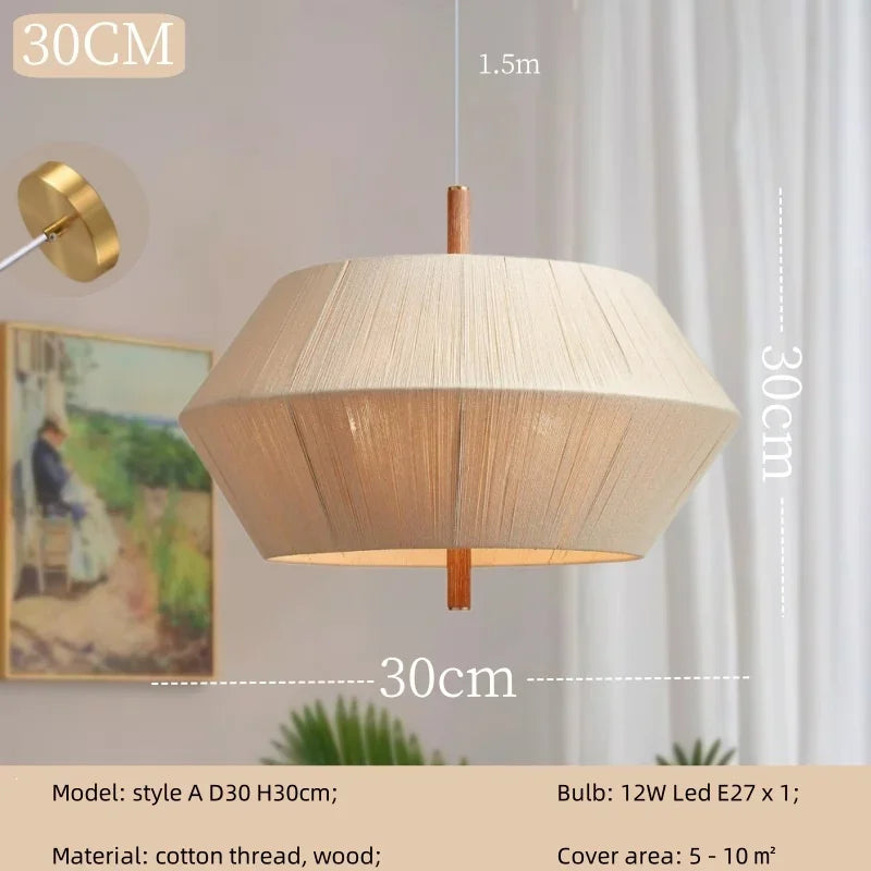 Afralia™ Wabi Sabi Cotton Thread Pendant Chandelier LED Ceiling Light