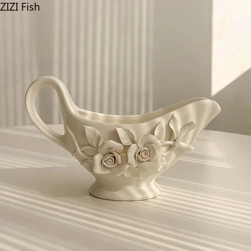 Afralia™ Camellia Flower Ceramic Tissue Box - Modern Home Decor