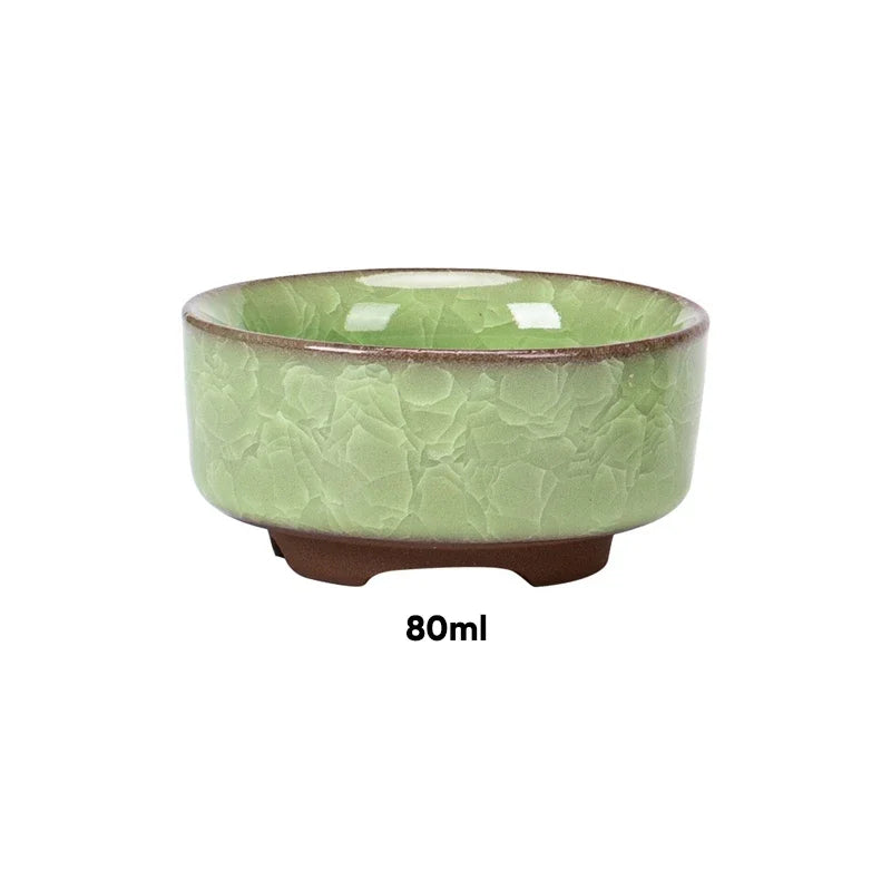 Afralia™ Ice Crackle Ceramic Tea Cup Espresso Kung Fu Teacup Vintage Celadon Porcelain Mug