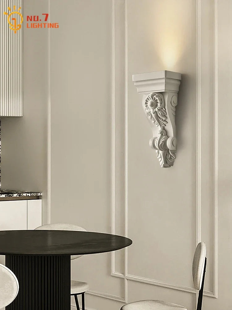 Afralia™ Cream Resin Wall Lamp LED E27 for Classical Living Spaces