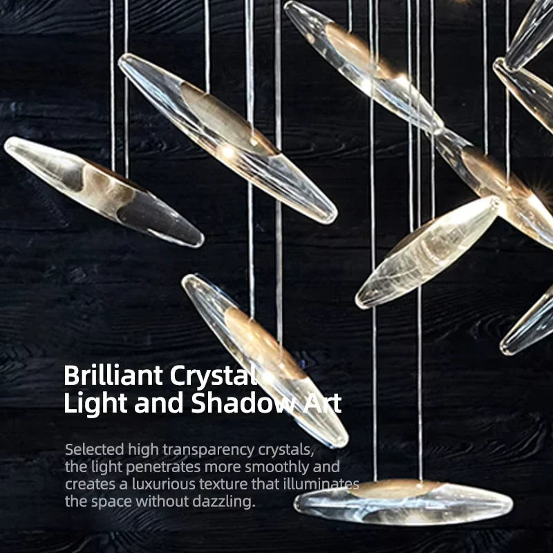 Afralia™ Modern Crystal Chandelier Pendant Light for Villa Hall, Living Room, Kitchen Island