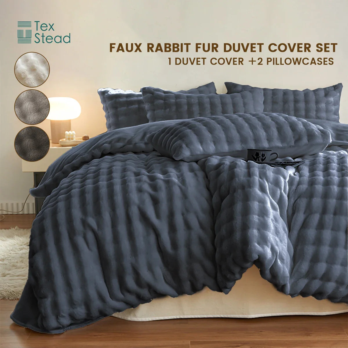 Afralia™ Shaggy Faux Fur Comforter Set - Cozy 3 Piece Bedding Ensemble