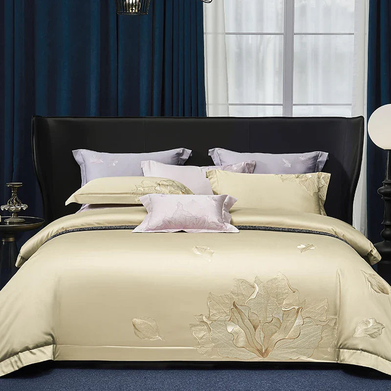 Afralia™ Luxury Floral Embroidery Bedding Set - 4Pcs