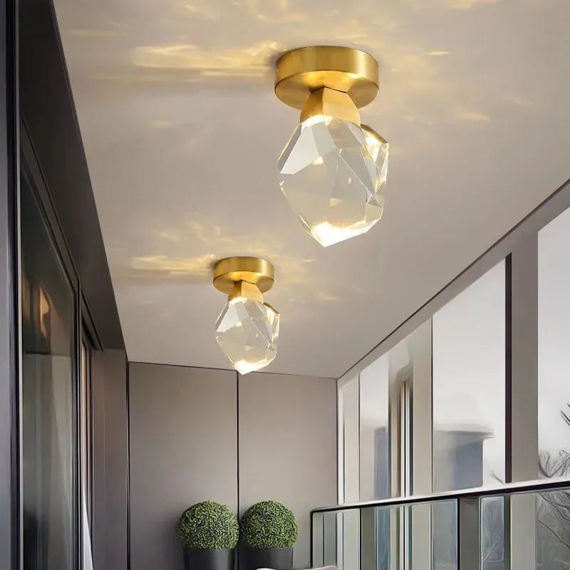 Afralia™ Crystal Entrance Ceiling Lamp: Modern Minimalist LED Balcony Light