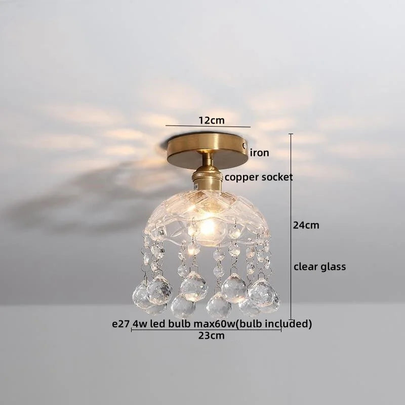 Afralia™ Green Glass LED Ceiling Lamp for Home Living Room and Hallway Lighting