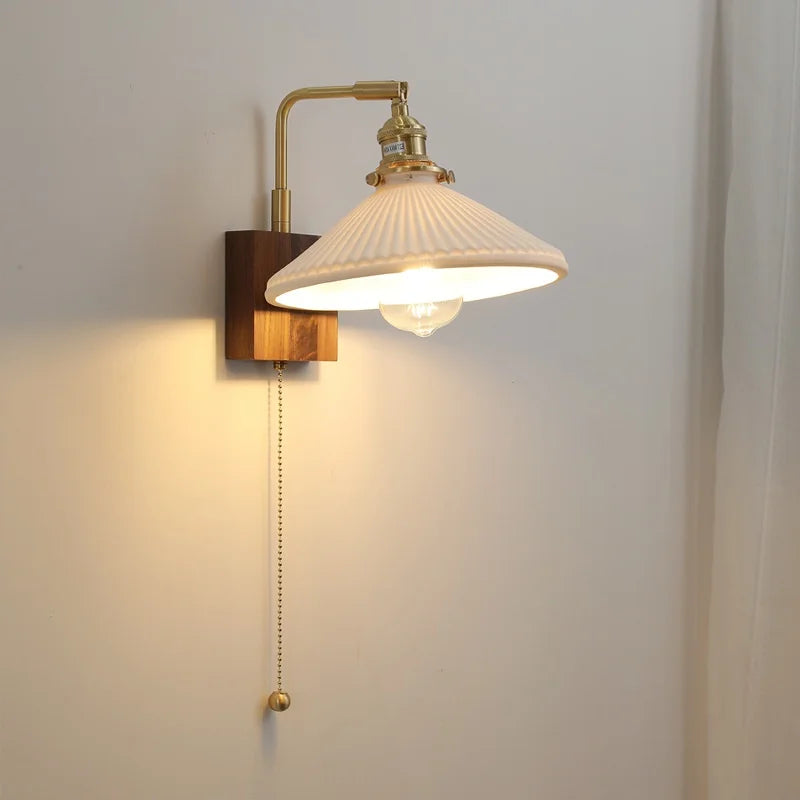 Afralia™ Nordic LED Wall Light Bedroom Living Room Ceramic Copper Lamparas