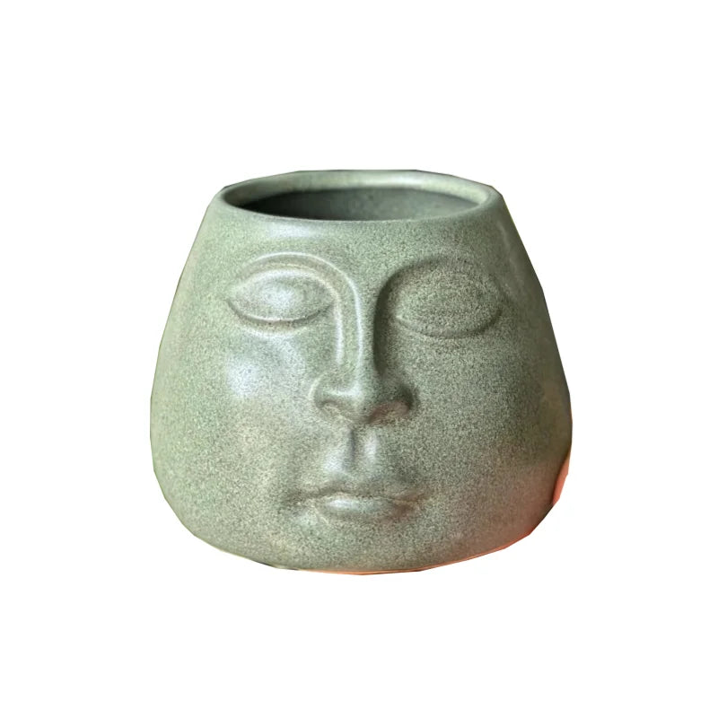 Afralia™ Abstract Face Ceramic Flowerpot Vase Ashtray Plant Home Decor Accessories