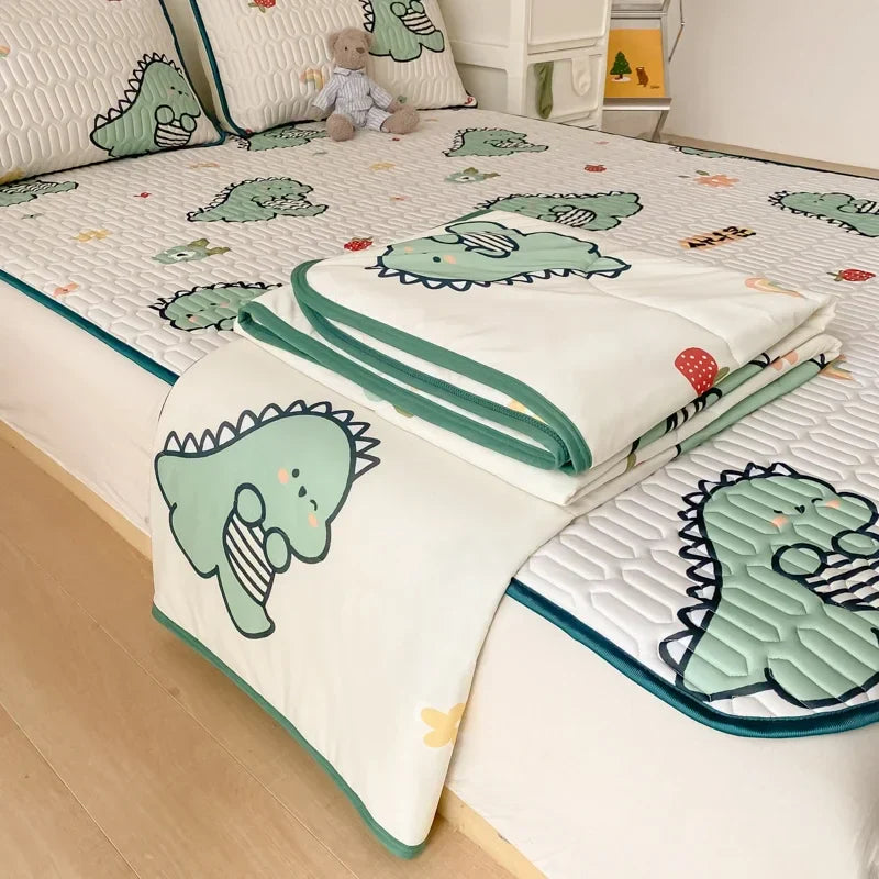 Afralia™ Cool Feeling Silky Summer Comforter & Latex Fitted Sheet Set