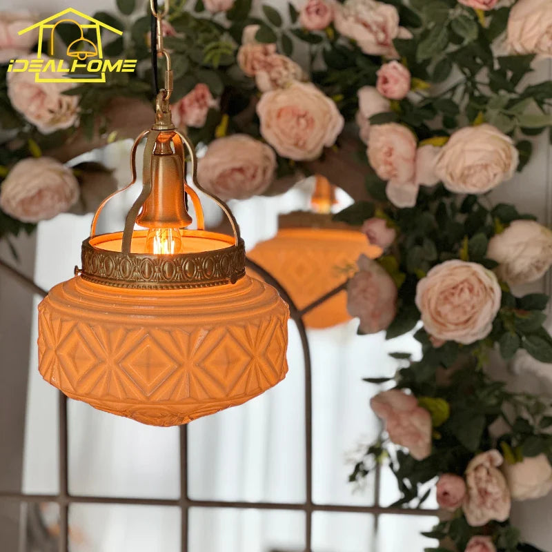 Afralia™ Gold Lustre Glass Pendant Light LED E14 for Restaurant Bar Bedroom