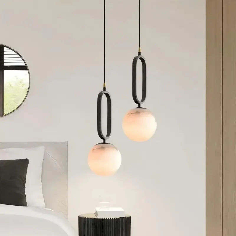 Afralia™ Copper Marble Pendant Light: Modern Hanging Chandelier for Home, Hotel, Living Room