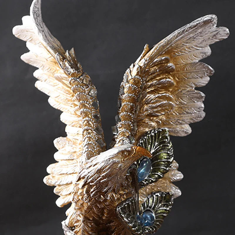 Afralia™ Golden Eagle Resin Figurines for Home Office Feng Shui Decor