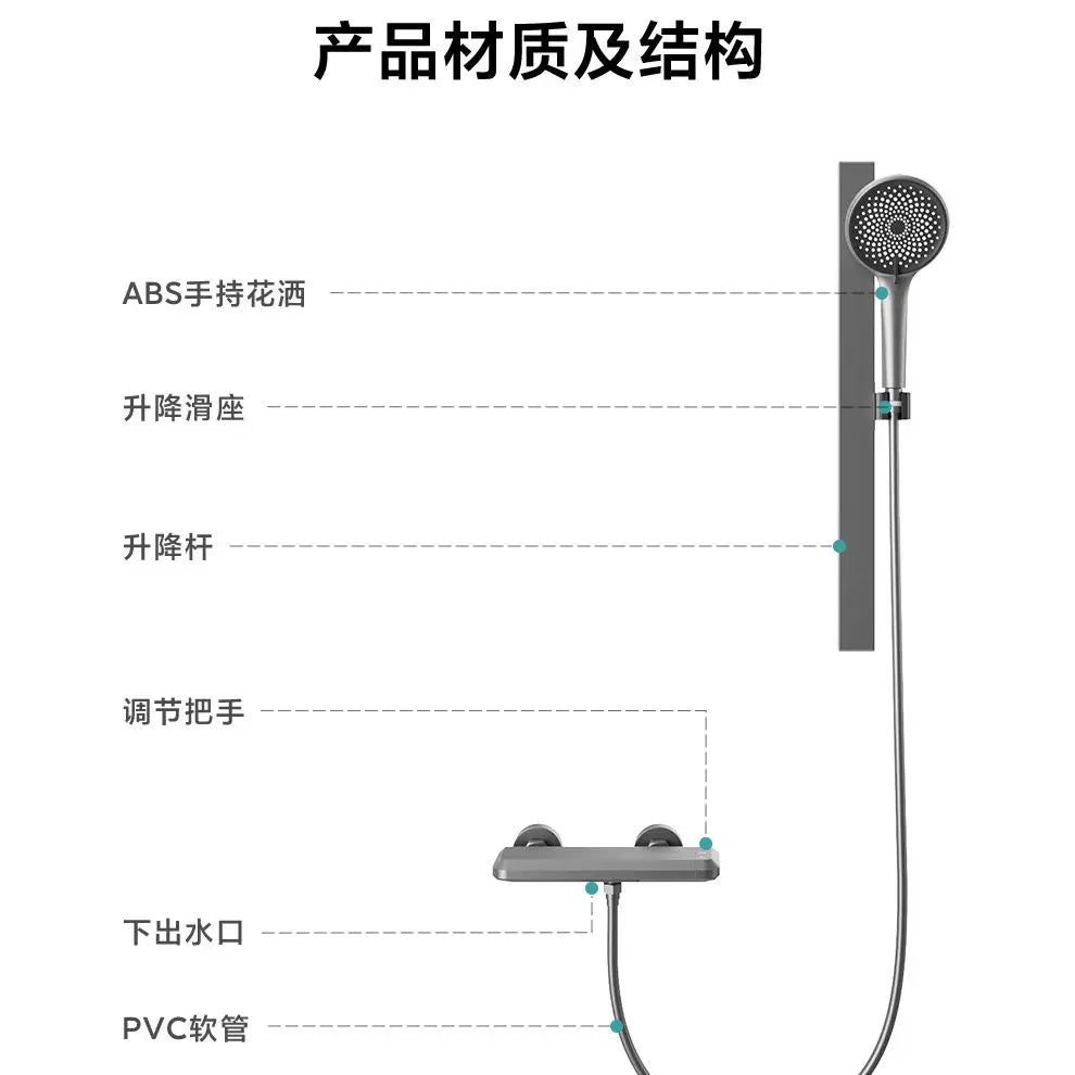 Afralia™ Water Outlet Piano Key Shower Faucet Set, Wall Mounted Hot Cold System