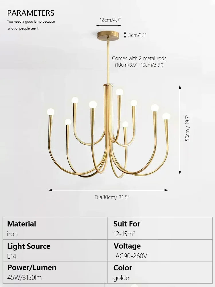 Afralia™ Brass Chandelier: Stylish Pendant Lights for Dining Room, Living Room, Kitchen Island & Bedroom