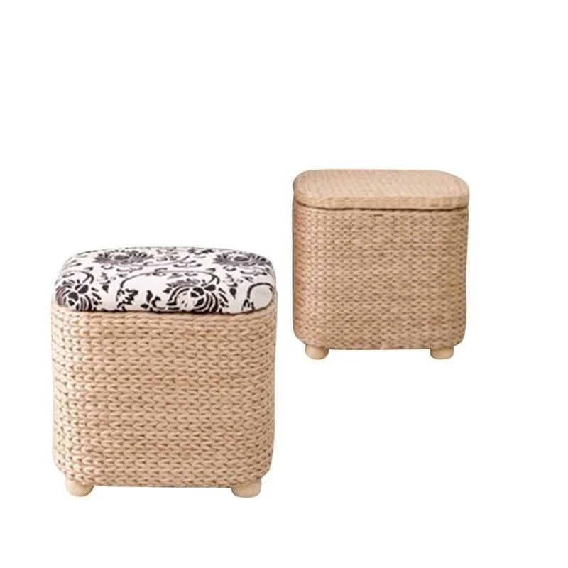 Afralia™ Rattan Wicker Storage Stool Ottoman: Multi-Function Shoe Cabinet & Footrest