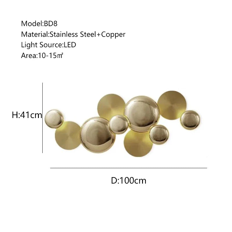 Afralia™ Large Metal Gold Wall Sconce Lamps LED Modern Luxury Home Decor Light